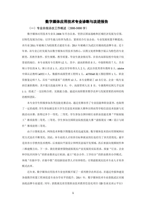 数字媒体技术专业诊断与改进报告