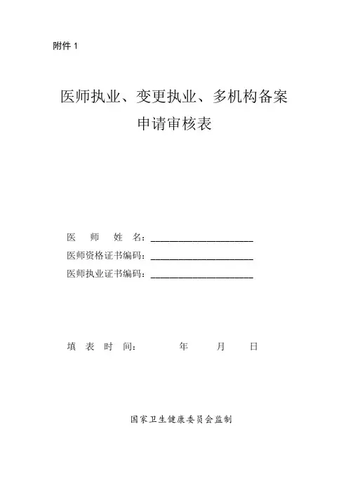 中医医师注册(变更)申请表