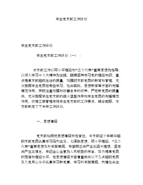 学生党支部工作计划