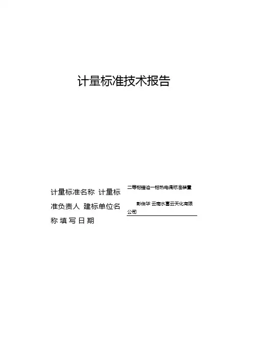 计量标准技术报告二等铂铑10-铂热电偶