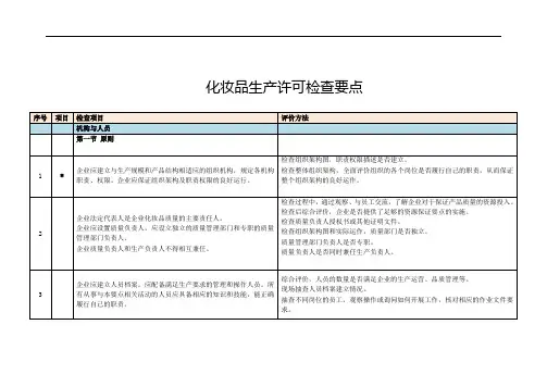 化妆品生产许可检查要点105条