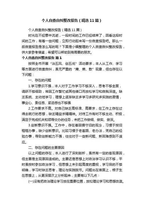 个人自查自纠整改报告（精选11篇）