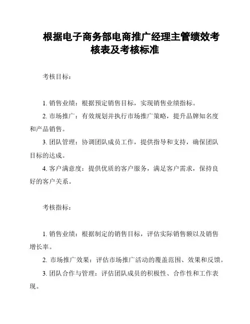 根据电子商务部电商推广经理主管绩效考核表及考核标准
