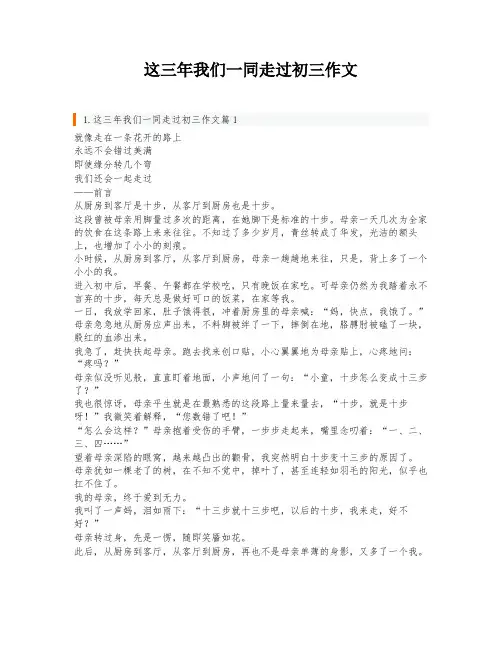 这三年我们一同走过初三作文