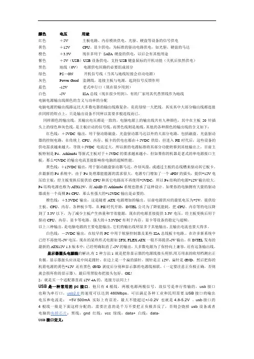 电脑电源输出线颜色的含义