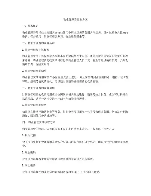物业管理费收取方案