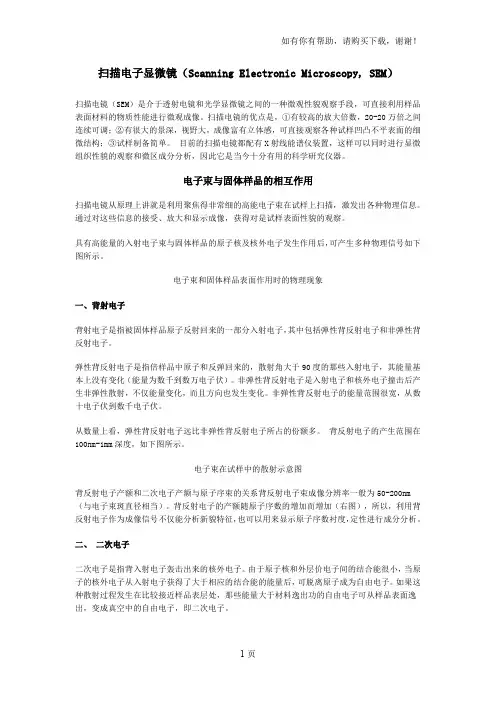 SEM(扫描电子显微镜)的原理