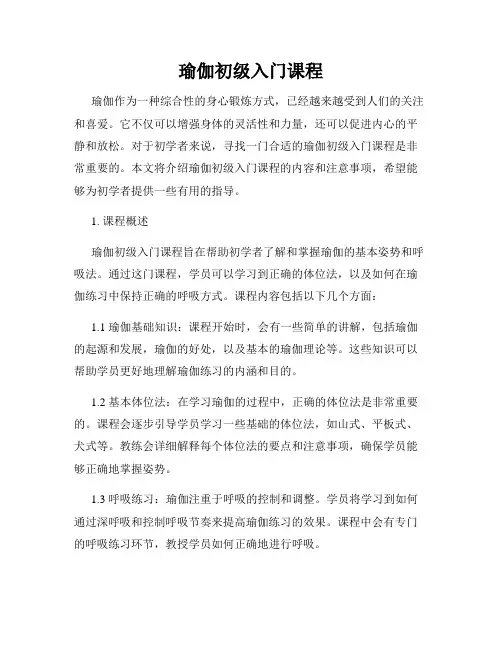 瑜伽初级入门课程