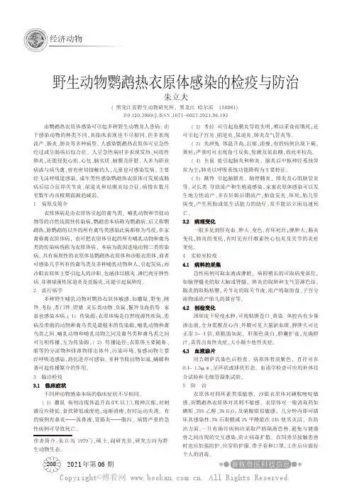 野生动物鹦鹉热衣原体感染的检疫与防治