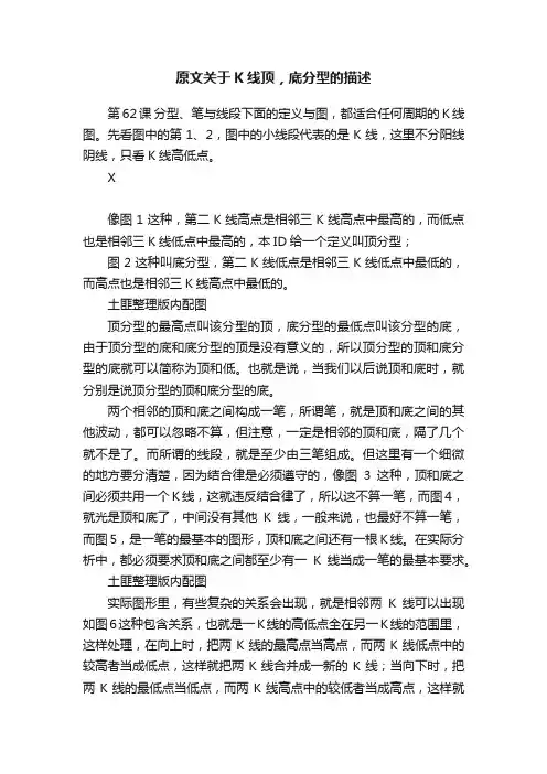 原文关于K线顶，底分型的描述