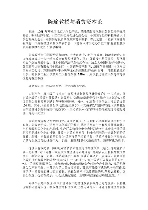 陈瑜教授与消费资本论