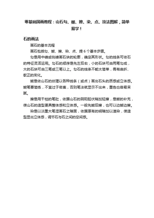 零基础国画教程：山石勾、皴、擦、染、点、技法图解，简单易学！