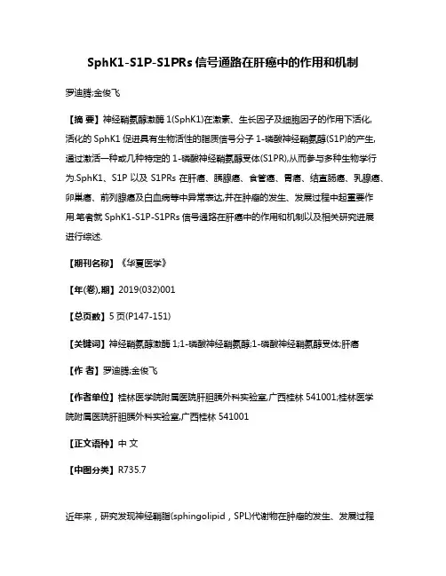SphK1-S1P-S1PRs信号通路在肝癌中的作用和机制