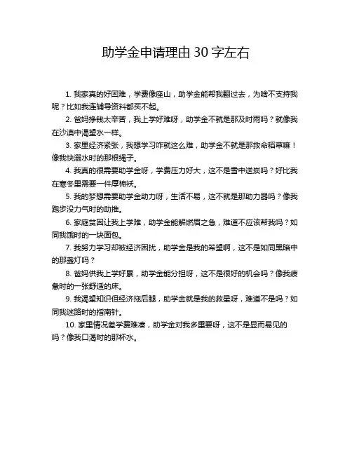 助学金申请理由30字左右