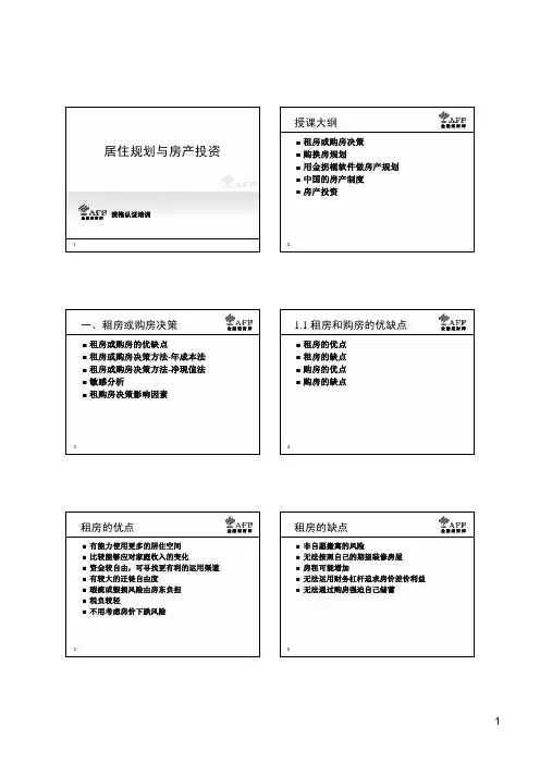 2021年AFP金融理财师精品课件-居住规划与房产投资 