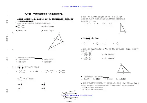 八年级下学期单元测试四(相似图形B卷)
