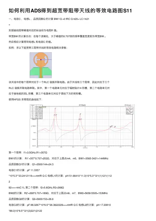 如何利用ADS得到超宽带阻带天线的等效电路图S11
