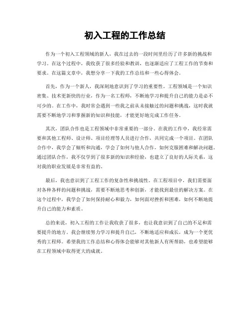 初入工程的工作总结