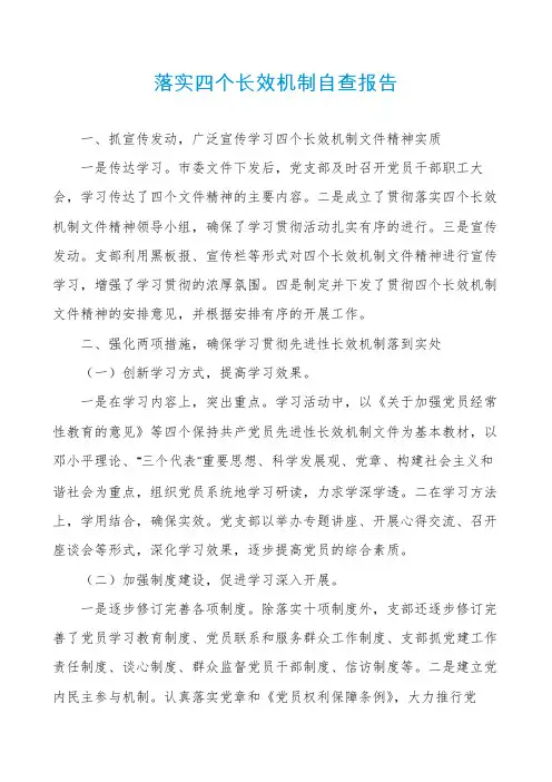 落实四个长效机制自查报告