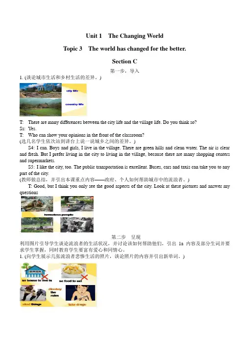 仁爱英语九年级上册unit3 topic1 sectionC 教案