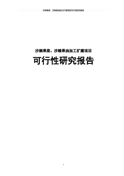 沙棘果浆、沙棘果油加工扩建项目可行性研究报告