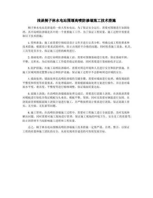 浅谈桐子林水电站围堰高喷防渗墙施工技术措施