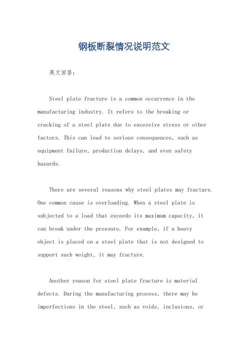 钢板断裂情况说明范文