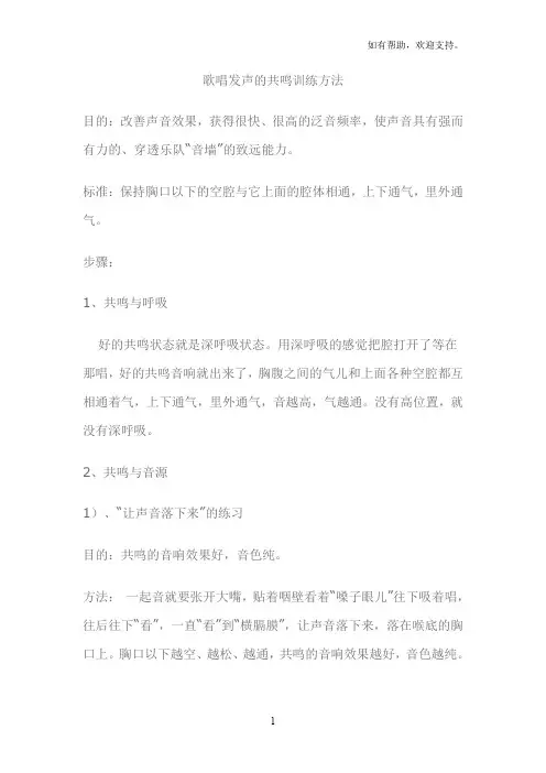 歌唱发声的共鸣训练方法