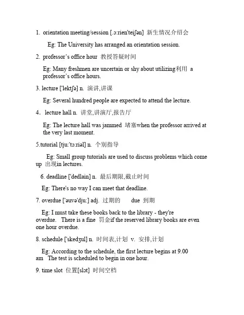 托福听力CONVERSATION 词汇