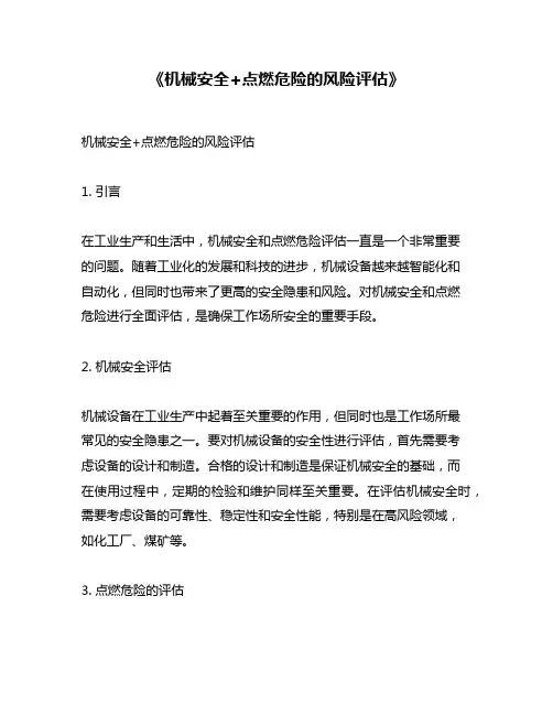 《机械安全+点燃危险的风险评估》