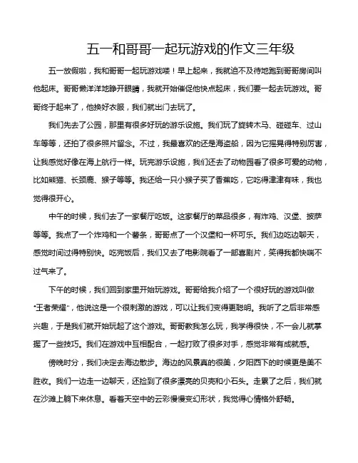 五一和哥哥一起玩游戏的作文三年级