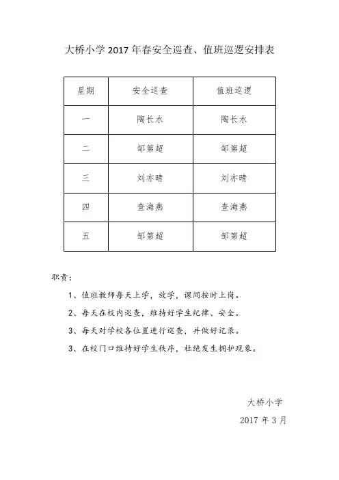安全巡查安排表