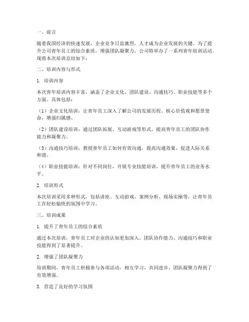 公司青年培训总结范文