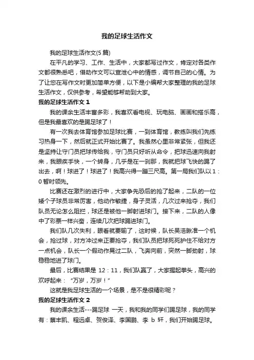 我的足球生活作文（5篇）