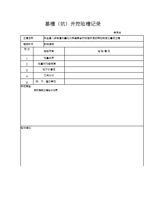 基槽(坑)开挖验槽记录