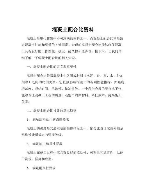 混凝土配合比资料