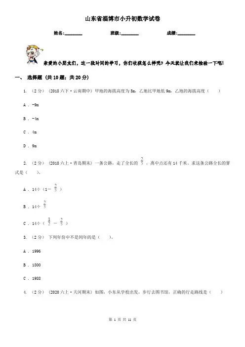 山东省淄博市小升初数学试卷