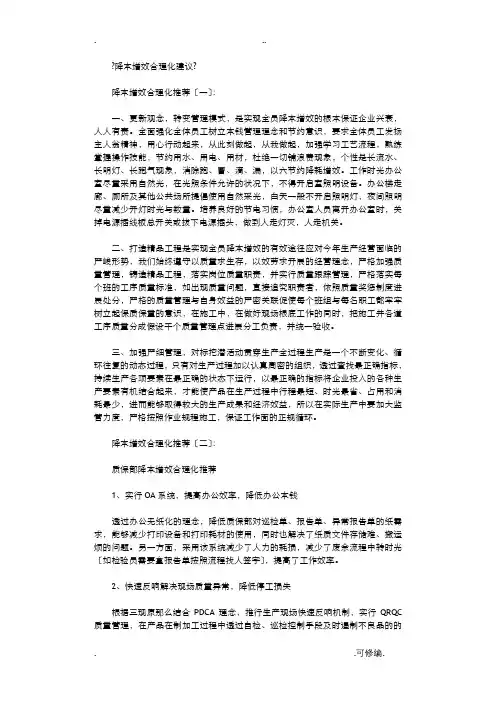 降本增效合理化建议10则正式版
