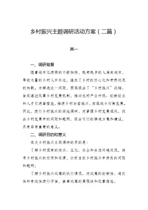 乡村振兴主题调研活动方案(二篇)