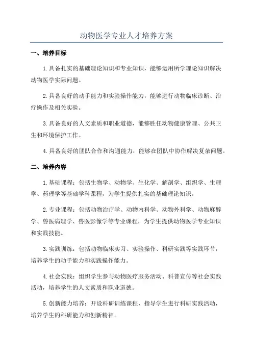 动物医学专业人才培养方案