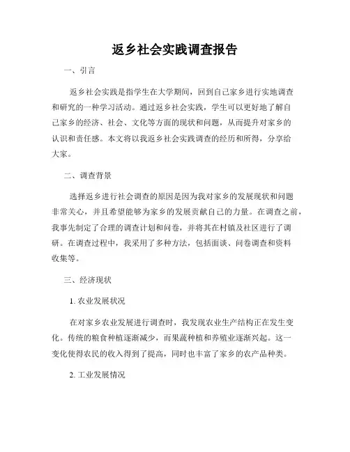 返乡社会实践调查报告