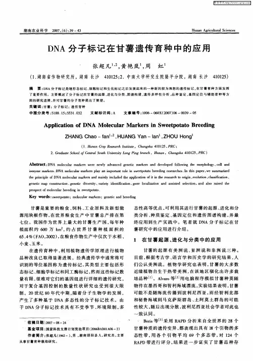 DNA分子标记在甘薯遗传育种中的应用