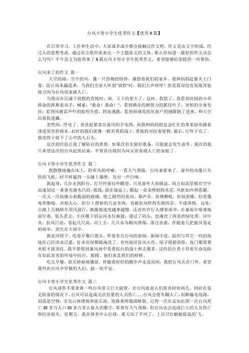 台风卡努小学生优秀作文【优秀9篇】