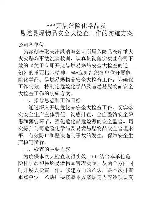 危化品大检查实施方案