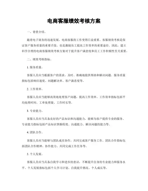 电商客服绩效考核方案