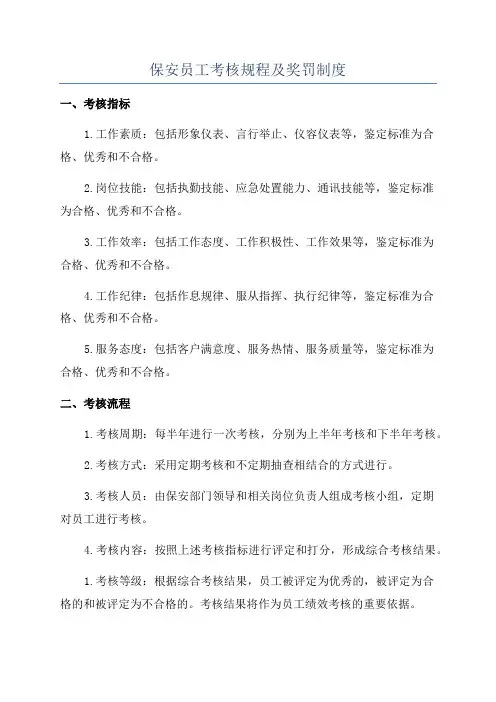 保安员工考核规程及奖罚制度
