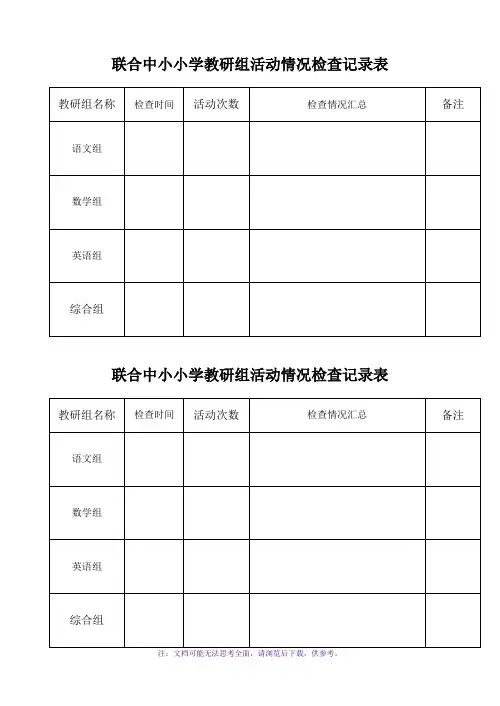 集体备课、教研活动检查记录表