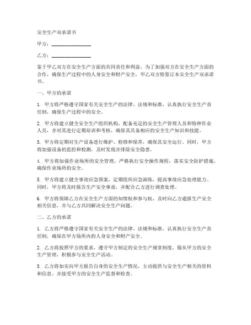 安全生产双承诺书