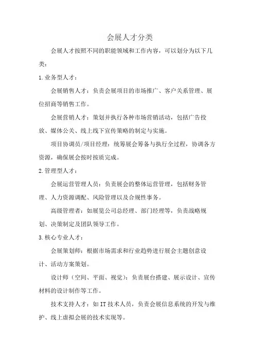 会展人才分类