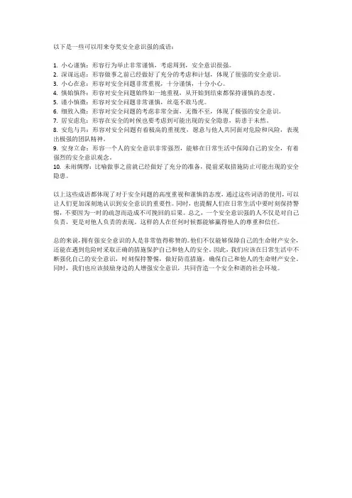 夸奖安全意识强的成语